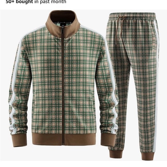 Other - Plaid Track Suit with Brown Accents
